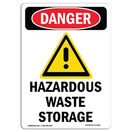 SIGNMISSION Safety Sign, OSHA Danger, 5" Height, Hazardous Waste Storage, Portrait, DS-D-35-V-1320 OS-DS-D-35-V-1320